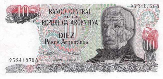 Argentinien p313a-2A 10 Pesos 1983